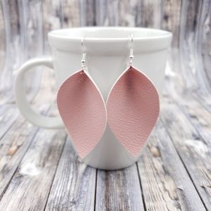 Soft Rose Pink Faux Leather Earrings!